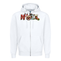 White noel with sock and reindeer Zipper Hoodie - AdoDesignShop