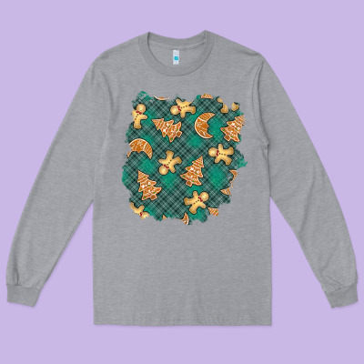 Christmas Gingerbread Cookies Patch Long Sleeve Tee Designed By Bundleandbundleshop