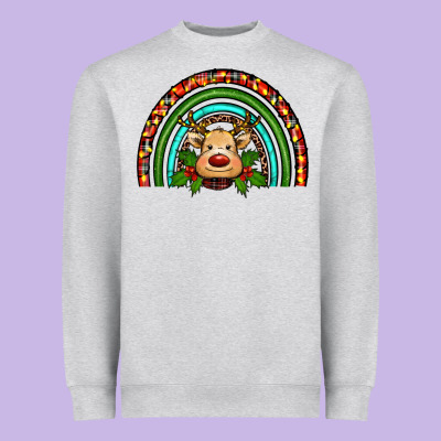 Reindeer Rainbow Christmas Heavyweight Sweatshirt Designed By Ranaportraitstore