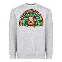 Heather Grey reindeer rainbow christmas Heavyweight Sweatshirt - RanaPortraitStore