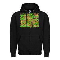 Black horseshoe shamrock leopard wood glitter background Zipper Hoodie - Artiststas