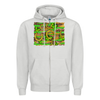 Dove Grey horseshoe shamrock leopard wood glitter background Zipper Hoodie - Artiststas