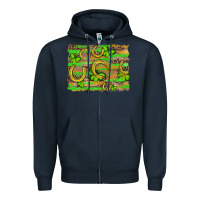 Navy horseshoe shamrock leopard wood glitter background Zipper Hoodie - Artiststas