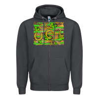 Smoke horseshoe shamrock leopard wood glitter background Zipper Hoodie - Artiststas