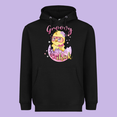 Groovy Chick Easter Heavyweight Hoodie Designed By Maliassmallbusiness