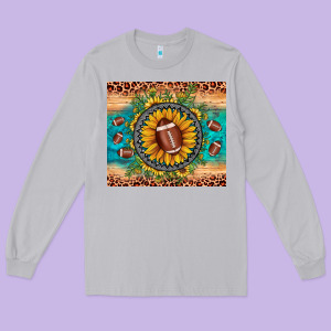 Football Leopard Turquoise Sunflower Long Sleeve Tee Designed By Jahusdesignshop