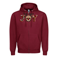 Burgundy joy reindeer Zipper Hoodie - AdoDesignShop