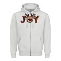 Dove Grey joy reindeer Zipper Hoodie - AdoDesignShop