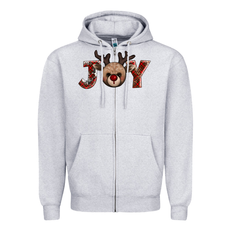 Joy Reindeer Zipper Hoodie by AdoDesignShop | Teevron