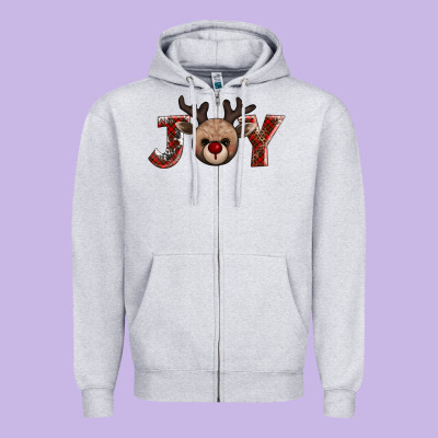 Joy Reindeer Zipper Hoodie Designed By Adodesignshop