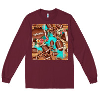 Burgundy football leopard cowhide seamless pattern Long Sleeve Tee - JahusDesignShop