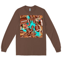 Chestnut football leopard cowhide seamless pattern Long Sleeve Tee - JahusDesignShop