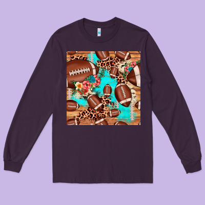 Football Leopard Cowhide Seamless Pattern Long Sleeve Tee Designed By Jahusdesignshop
