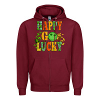 Burgundy happy go lucky  with coin and shamrock Zipper Hoodie - Artiststas