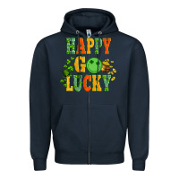 Navy happy go lucky  with coin and shamrock Zipper Hoodie - Artiststas