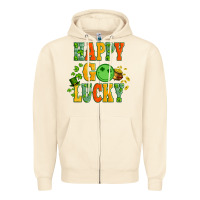 Happy Go Lucky  With Coin And Shamrock Zipper Hoodie | Teevron