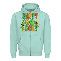 Seafoam happy go lucky  with coin and shamrock Zipper Hoodie - Artiststas