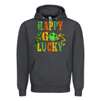 Smoke happy go lucky  with coin and shamrock Zipper Hoodie - Artiststas