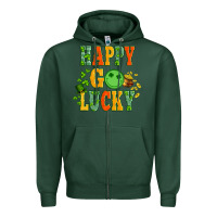 Sports Green happy go lucky  with coin and shamrock Zipper Hoodie - Artiststas