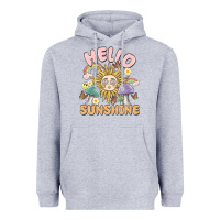 Heather Grey hello sunshine Heavyweight Hoodie - MaliasSmallBusiness