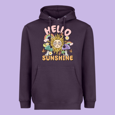 Hello Sunshine Heavyweight Hoodie Designed By Maliassmallbusiness