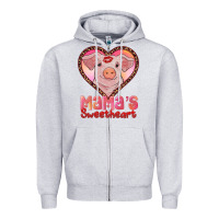 Heather Grey mama's sweetheart baby pig Zipper Hoodie - AdoDesignShop