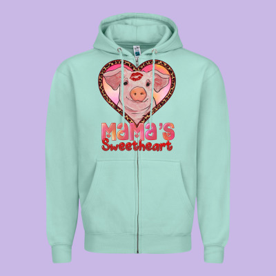 Mama's Sweetheart Baby Pig Zipper Hoodie Designed By Adodesignshop