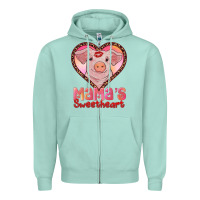Seafoam mama's sweetheart baby pig Zipper Hoodie - AdoDesignShop