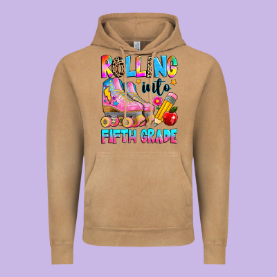 Rolling Into Fifth Grade Vintage Hoodie Designed By Texasbilliewilder
