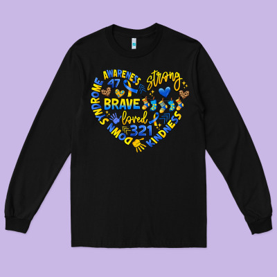 Down Syndrome Awareness Heart Long Sleeve Tee Designed By Artiststas