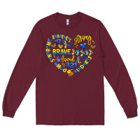 Burgundy down syndrome awareness heart Long Sleeve Tee - Artiststas