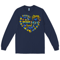 Navy down syndrome awareness heart Long Sleeve Tee - Artiststas