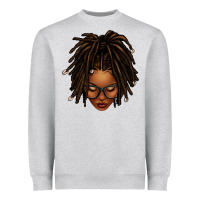 Heather Grey afro locs messy bun Heavyweight Sweatshirt - texasbilliewilder
