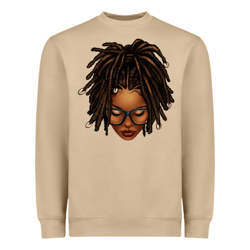 Afro Locs Messy Bun Heavyweight Sweatshirt by texasbilliewilder | Teevron