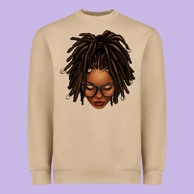 Afro Locs Messy Bun Heavyweight Sweatshirt Designed By Texasbilliewilder