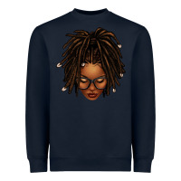 Navy afro locs messy bun Heavyweight Sweatshirt - texasbilliewilder