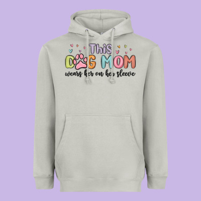 This Dog Mom Wears Her Heart On Her Sleeve Heavyweight Hoodie Designed By Maliassmallbusiness