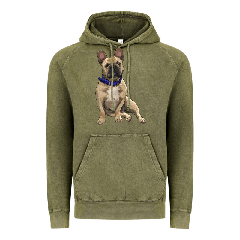 French Bulldog With Royal Blue Vintage Hoodie by RanaPortraitStore | Teevron