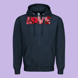 Love With Kiss Zipper Hoodie Designed By Adodesignshop