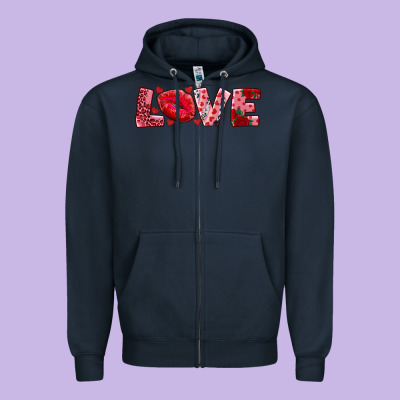 Love With Kiss Zipper Hoodie Designed By Adodesignshop