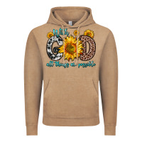 Vintage Coffee with god all things are possible sunflower Vintage Hoodie - Zillion Design Studio