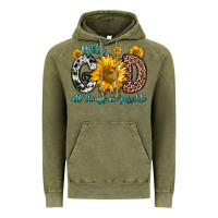 Vintage Olive with god all things are possible sunflower Vintage Hoodie - Zillion Design Studio