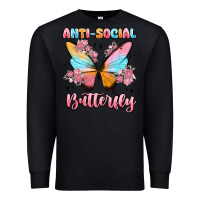 Black anti social butterfly Premium Sweatshirt - MaliasSmallBusiness
