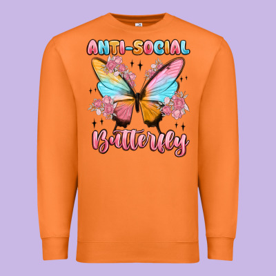 Anti Social Butterfly Premium Sweatshirt Designed By Maliassmallbusiness
