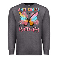 Charcoal Heather anti social butterfly Premium Sweatshirt - MaliasSmallBusiness