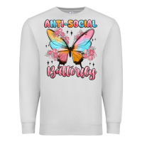 Dove Grey anti social butterfly Premium Sweatshirt - MaliasSmallBusiness