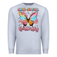 Heather Grey anti social butterfly Premium Sweatshirt - MaliasSmallBusiness