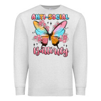 Oatmeal Heather anti social butterfly Premium Sweatshirt - MaliasSmallBusiness