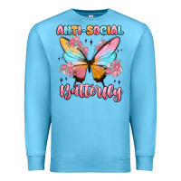 Ocean Blue anti social butterfly Premium Sweatshirt - MaliasSmallBusiness