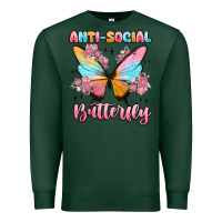 Sports Green anti social butterfly Premium Sweatshirt - MaliasSmallBusiness